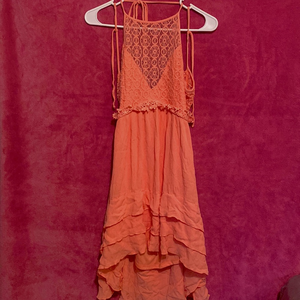 Cute summer dress with lace details (Urban Girl, M, Light pink almost peach)
